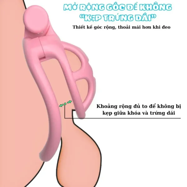 KHÓA CHASTITY HỒNG – 4 VÒNG KÈM KHÓA NHỰA CAO CẤP