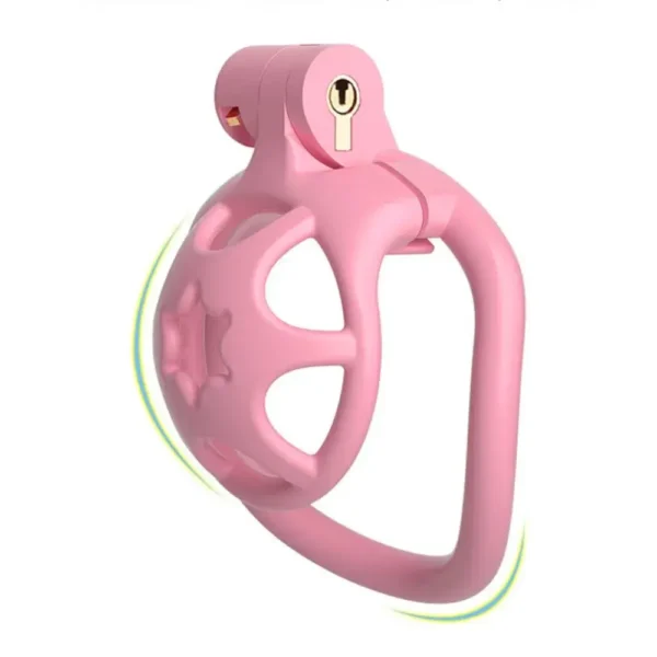 KHÓA CHASTITY HỒNG – 4 VÒNG KÈM KHÓA NHỰA CAO CẤP