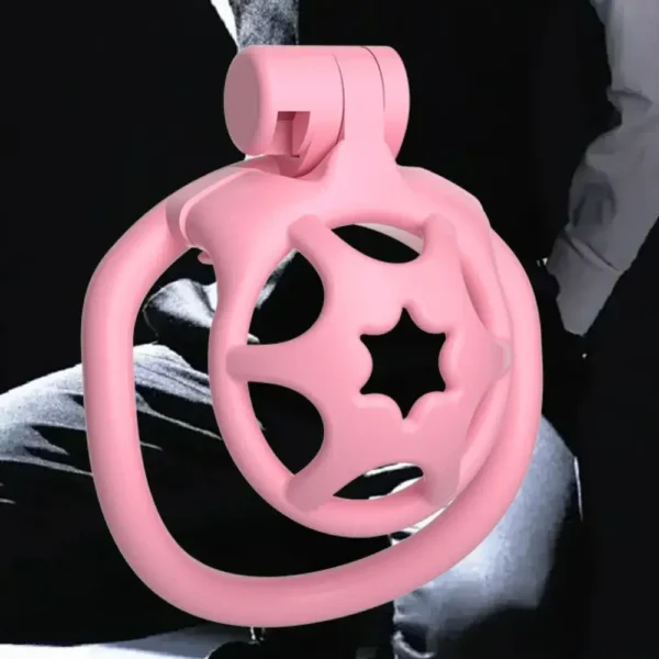 KHÓA CHASTITY HỒNG – 4 VÒNG KÈM KHÓA NHỰA CAO CẤP